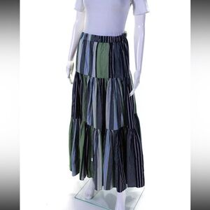 Used Tory Burch Womens Printed Peasant Skirt Black Size MR